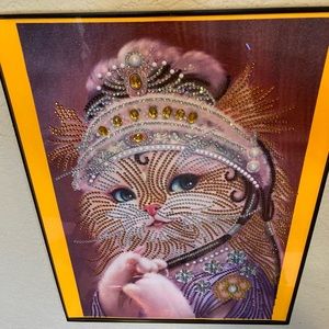 Finished Crystal Rhinestone Cat Royalty Diamond Painting